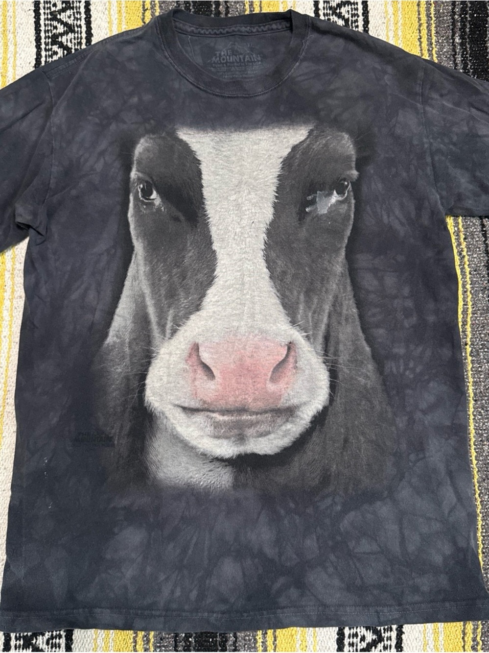 The Mountain Kids Black Tee with Realistic Cow Face